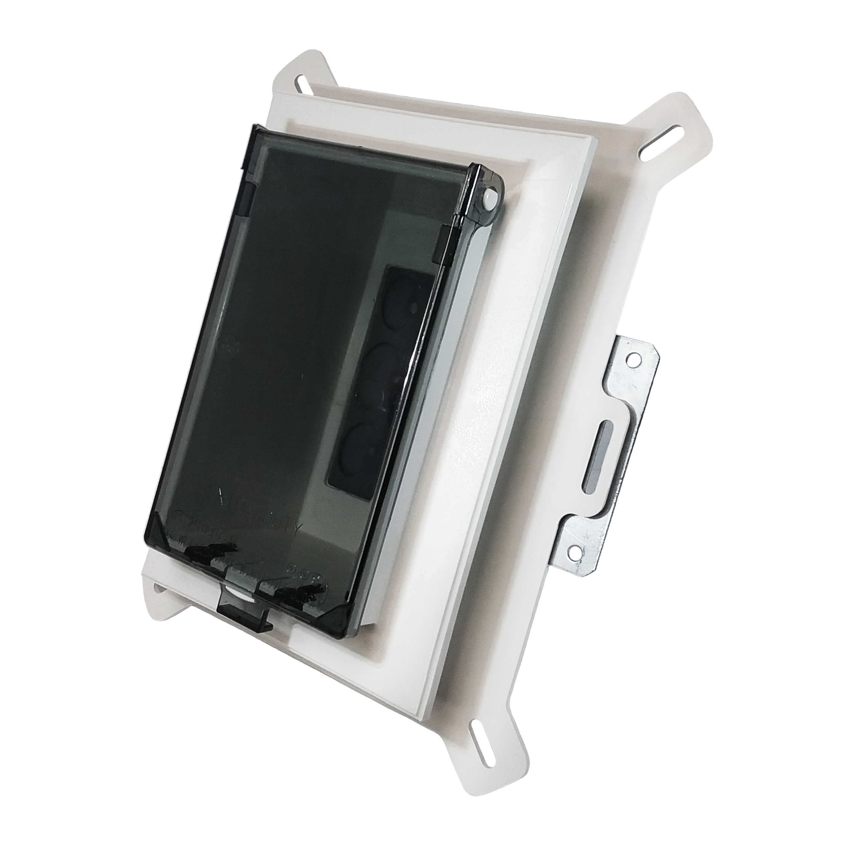 Low profile Inbox for new vinyl siding construction. Vertical with weatherproof while in use Extra Duty clear cover.