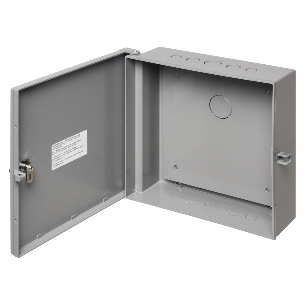Outdoor rated non-metallic enclosures, NEMA3R. Gray, 12 x 12 x 4. With Back  Plate, image size:1000x1000