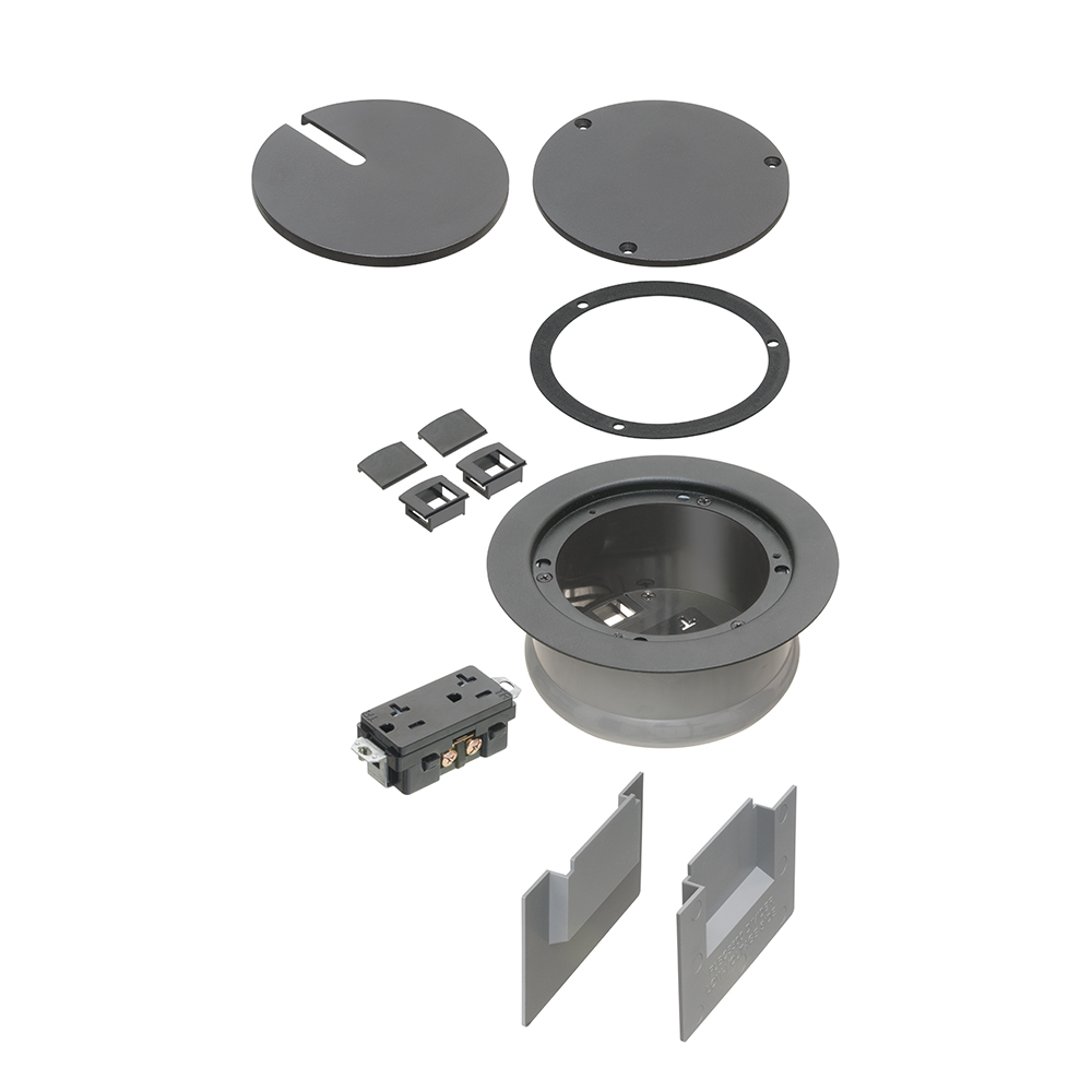 Product image for Arlington FLBC5540BL Recessed Cover Kit for 5.5" Concrete Floor Box, Black