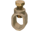 Ground Rod Clamp, Rod Size 5/8", Conductor range #8 solid and #2 stranded. Solid Brass alloy with bronze screw. Approved for direct burial.