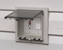 in-box with cover open showing GFCI receptacle and decor style switch