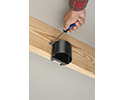 person mounting adjustable ceiling box to joist with screwdriver