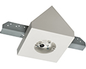 Fan and fixture mounting box for new construction with installed 12" steel bracket. Fits cathedral ceilings up to 80 degrees or greater. 70lb fan, 200lb fixture. Paintable textured finish. 14.5 cu. 8" square mounting surface handles fans with larger canopies.