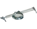 Steel fan and fixture pan box with adjustable mounting bracket for wood I-joists in existing construction. Set 16