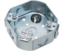 Steel octagonal fan and fixture mounting box. 70lb fan rated, 200lb fixture rated. 1-1/2