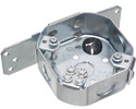 Steel octagonal fan and fixture mounting box. 70lb fan rated, 200lb fixture rated. 2