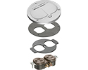 exploded view of components included in floor box trim kit