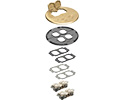 Trim kit for Arlington's FLB5548 drop in box, Includes cover, gasket and receptacle. Metallic Brass.