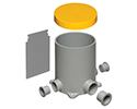 exploded view of components included with round concrete box