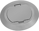 Round Plastic cover kits with one flip lid. Includes round plastic gasketed cover, mounting plate and leveling ring. Gray.