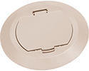 Round Plastic cover kits with one flip lid. Includes round plastic gasketed cover, mounting plate and leveling ring. Light Almond.