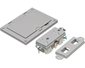 Gray non-metallic single gang cover kit with flip lid cover. Includes (1) 20A decorator style receptacle, (1) gasket, (1) Low voltage insert.