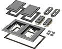 exploded view of components included in floor box cover kit