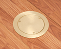 in-box recessed floor box with blank cover in wooden floor