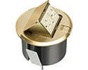 Pop up counter top box kit with round brass cover. With Round plastic box. Comes with 20 amp decorator style tamper resistant GFCI receptacle.