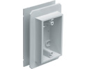 Weatherproof device outlet box for installing on all types of siding. Installs before or after siding is up vertically or horizontally. Paintable. 19.4 cu. in.