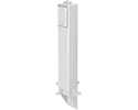 Gard-N-Post. 26" support for outdoor light fixtures or GFCI devices outdoors. Openings on both sides of post for back to back power or power on one side and low voltage on the other. Built in stabilizers for extra stability. Openings in stabilizers allow for insertion of extra support material. Angle Cut post for easy access to underground wiring. Two 1/2" Knockouts. Color White. Color is permanent, no chipping.