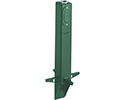 Gard-N-Post. 19.5" support for outdoor light fixtures. Built in stabilizers for extra stability. Openings in stabilizers allow for insertion of extra support material. Angle Cut post for easy access to underground wiring. one 1/2" Knockout to cover photocell installations. Color Green. Color is permanent, no chipping.