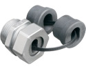 Zinc die-cast, 1-1/2" two letter-coded Gland-type service entrance cable connector that is listed to handle different cable sizes.